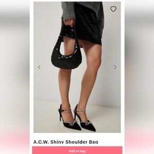 Black Shiny Shoulder Bag